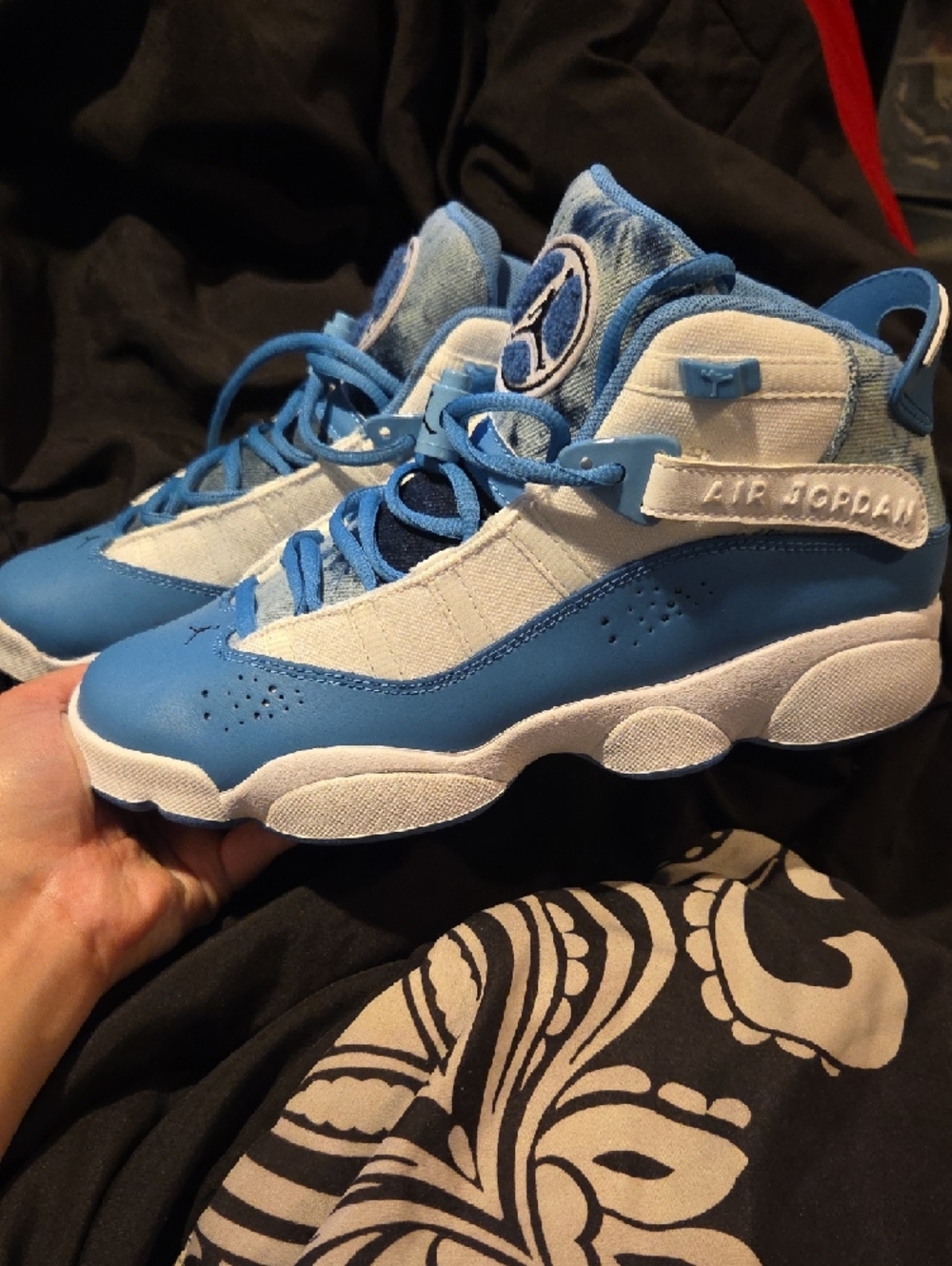 Jordan 6 Rings Kids Light Blue and White Sneakers - Picture 4 of 5